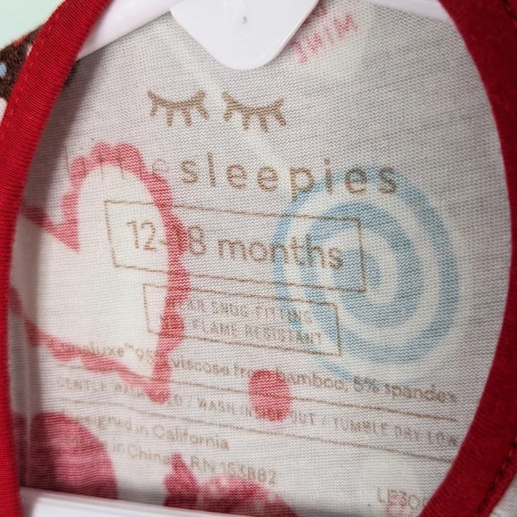 Little Sleepies 12-18 months Gray Sweet Valentine Hearts Bamboo Zippy VGUC - Picture 4 of 9